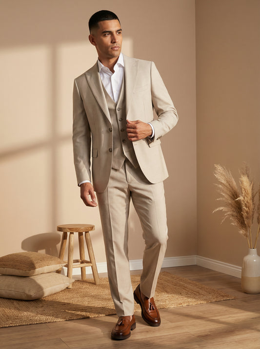 Light Beige Three-Piece Suit