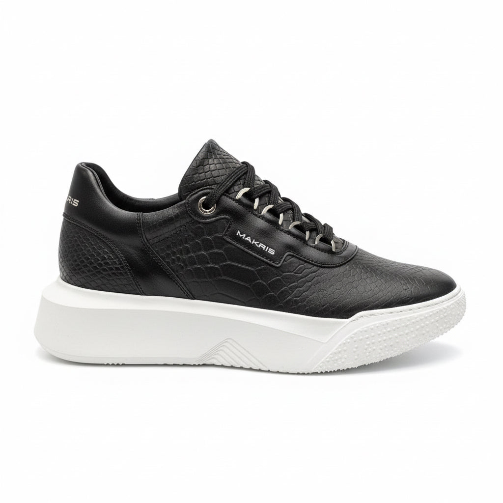 Makris Black Textured Leather Sneakers – Bold Modern Luxury