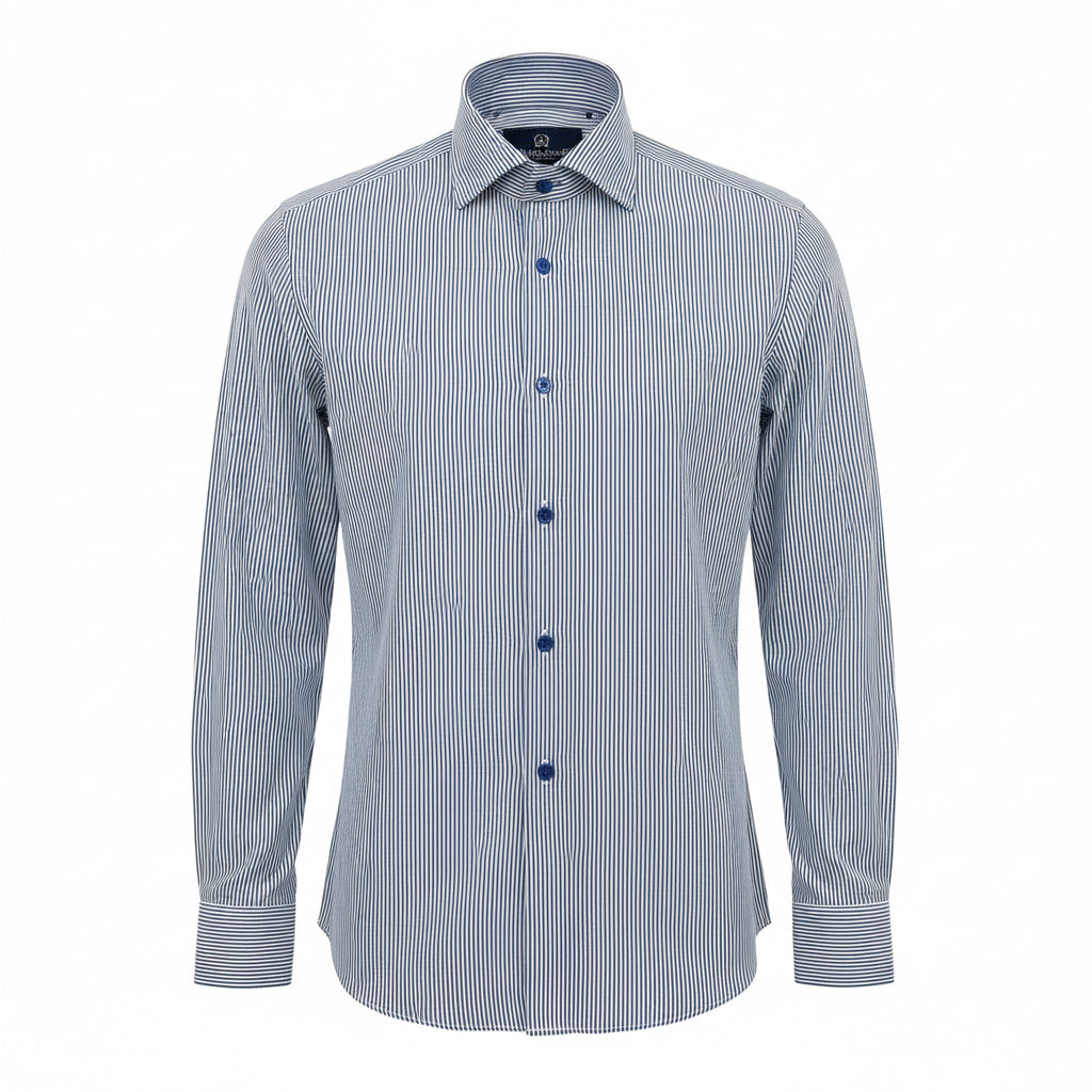 Blue Striped Tailored Fit Shirt – Modern Detail Edition