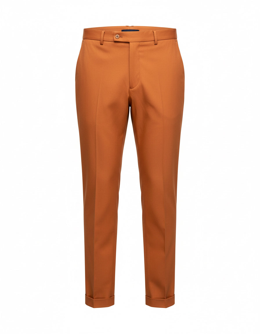 Men's Rust Tailored Trousers with Side Elastic Waistband