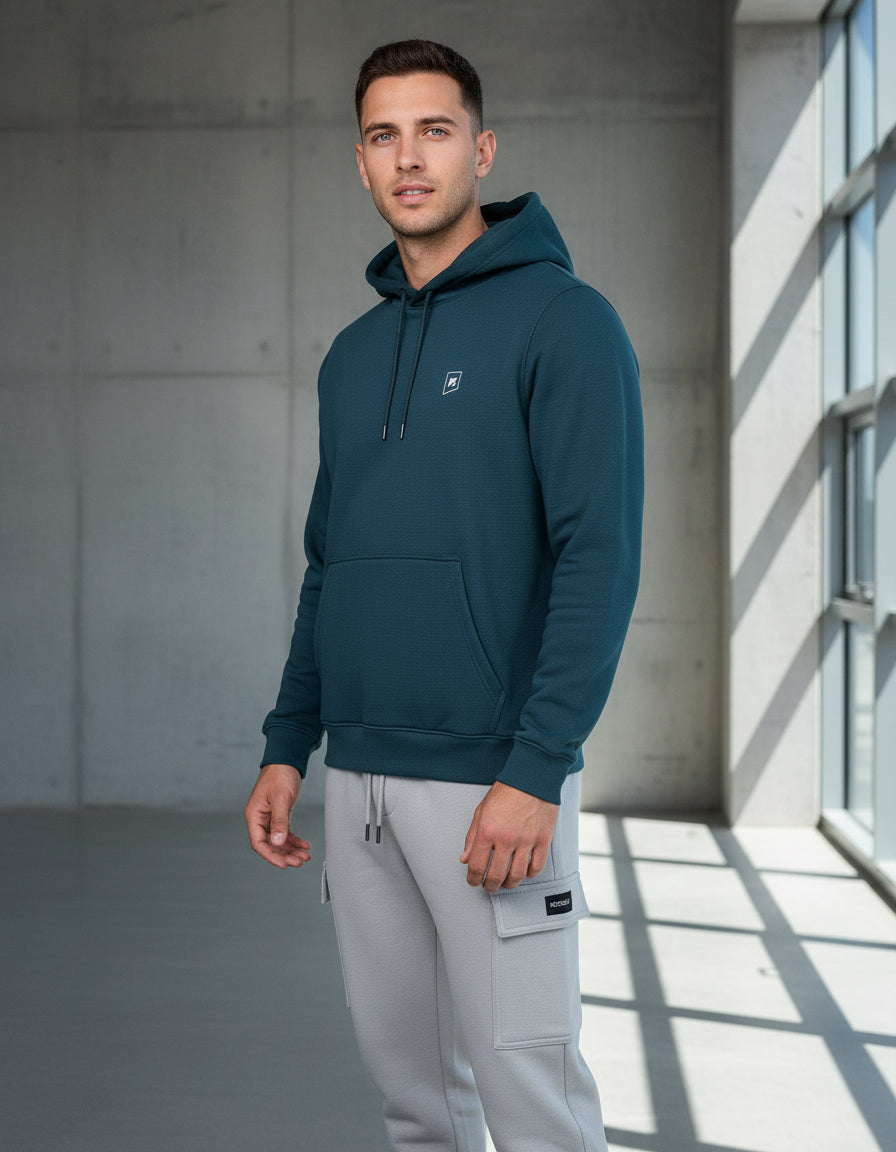 Petrol Hoodie with Minimal Logo