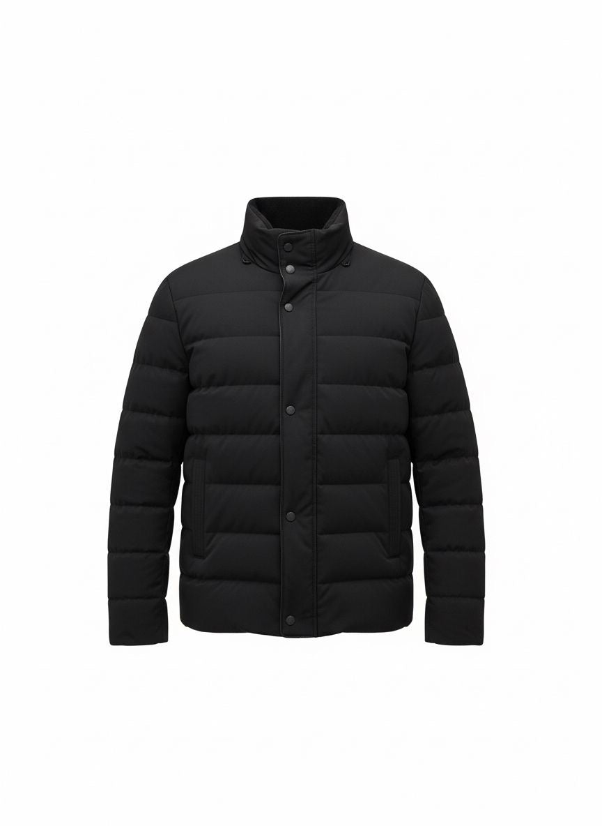 Men’s Padded Stand-Collar Jacket — Black