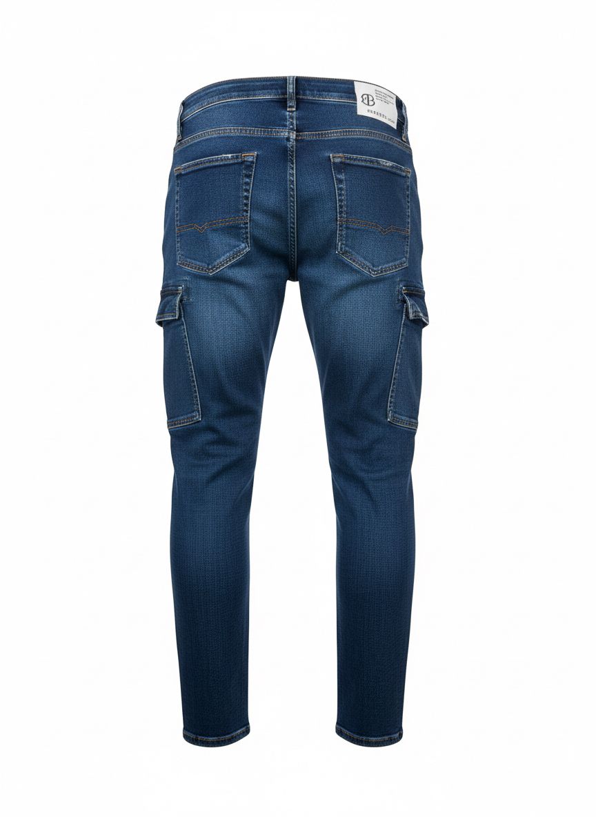 Men’s Cargo Denim Jeans — Indigo Blue