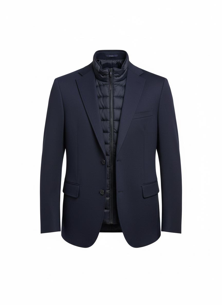 Navy Hybrid Suit Set with Removable Gilet