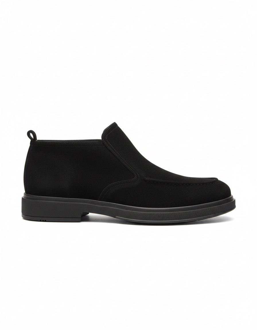 Black Suede Slip-On Boots – Timeless Urban Edition