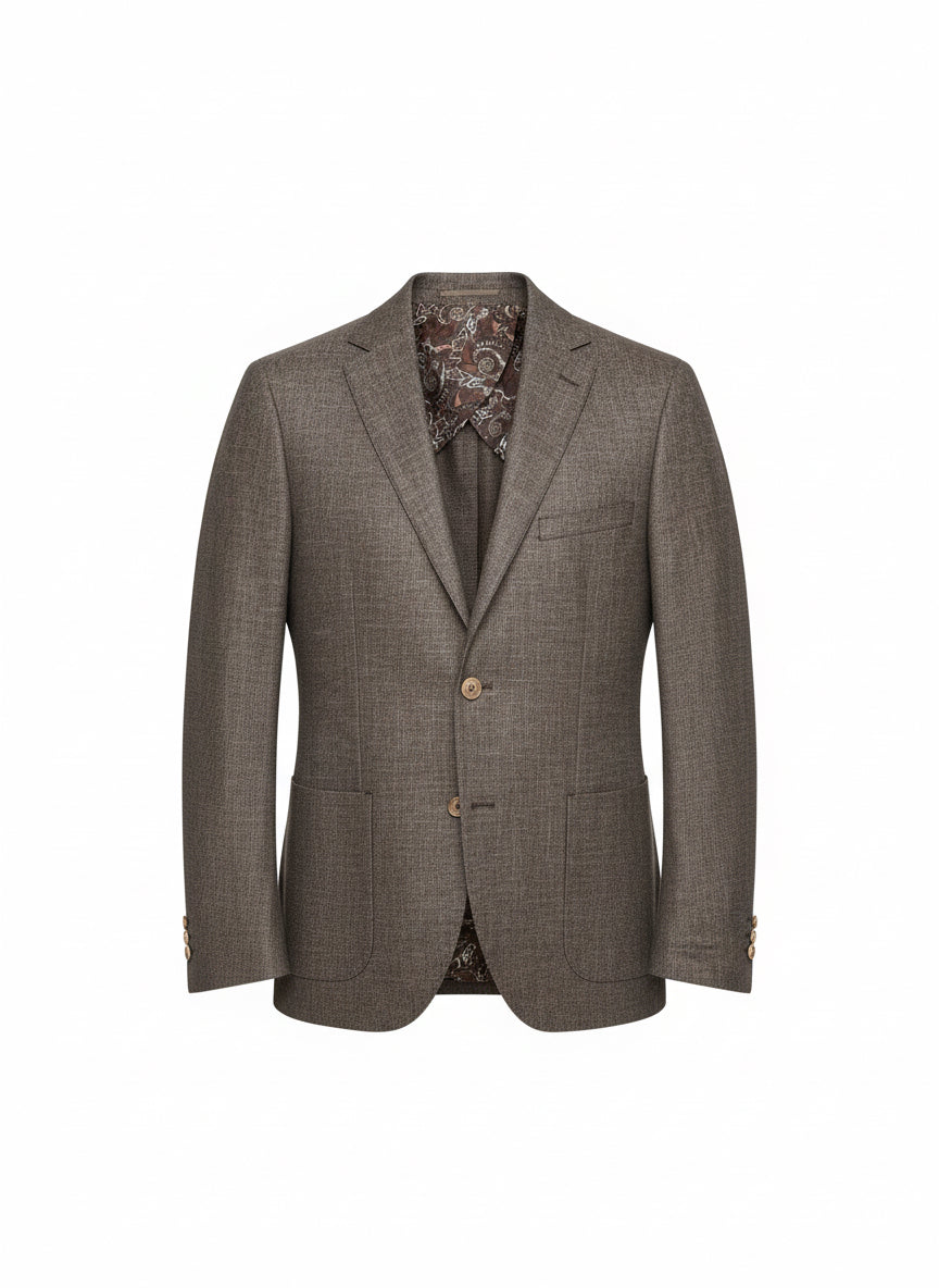 Brown Micro-Pattern Tailored Suit – Effortless Modern Refinement