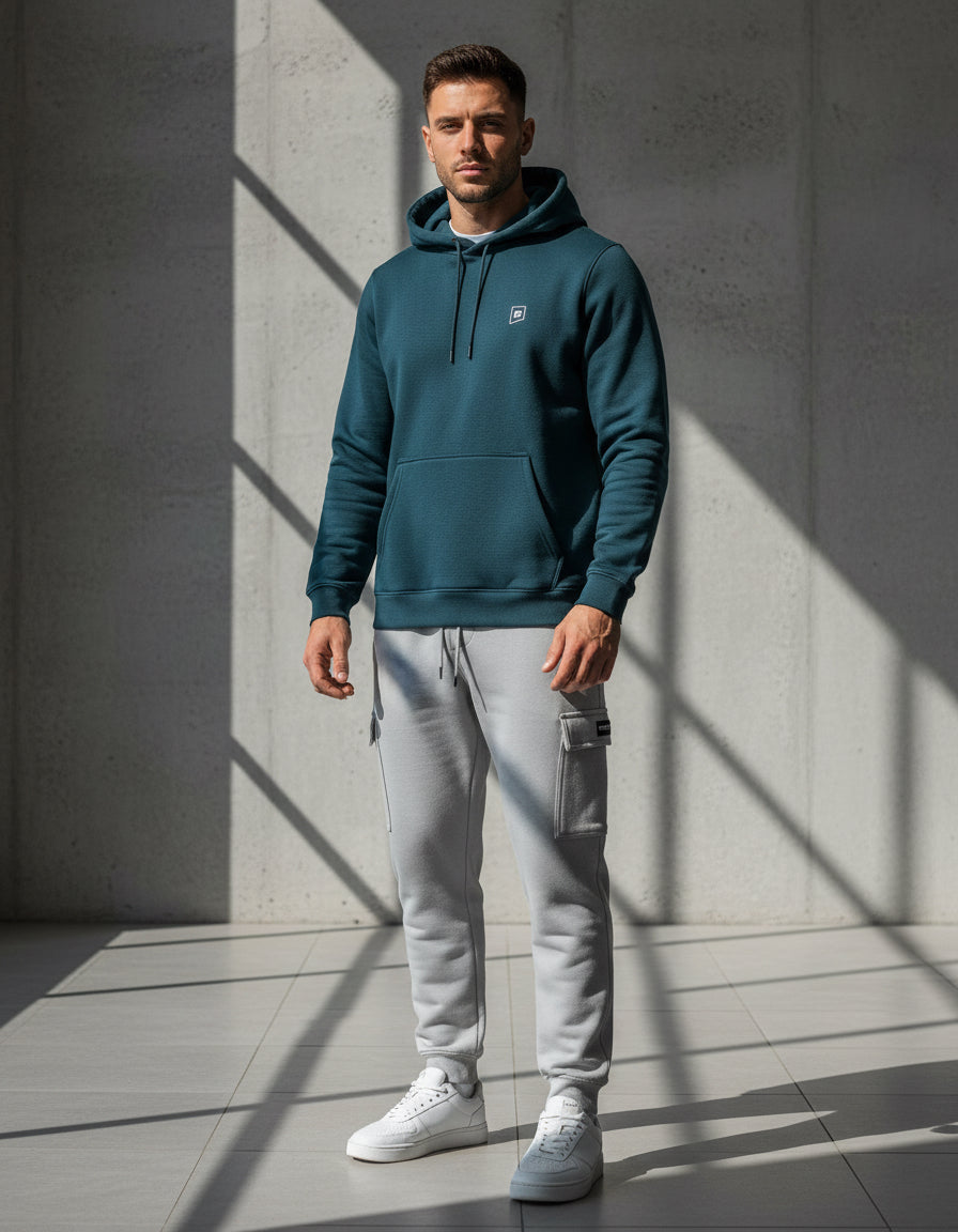Petrol Hoodie with Minimal Logo