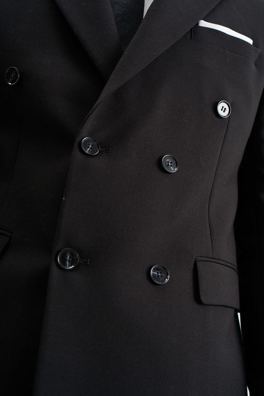 Black Double-Breasted Suit Jacket