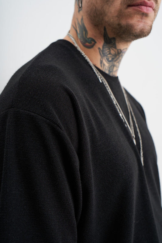 Black Knitted T-Shirt