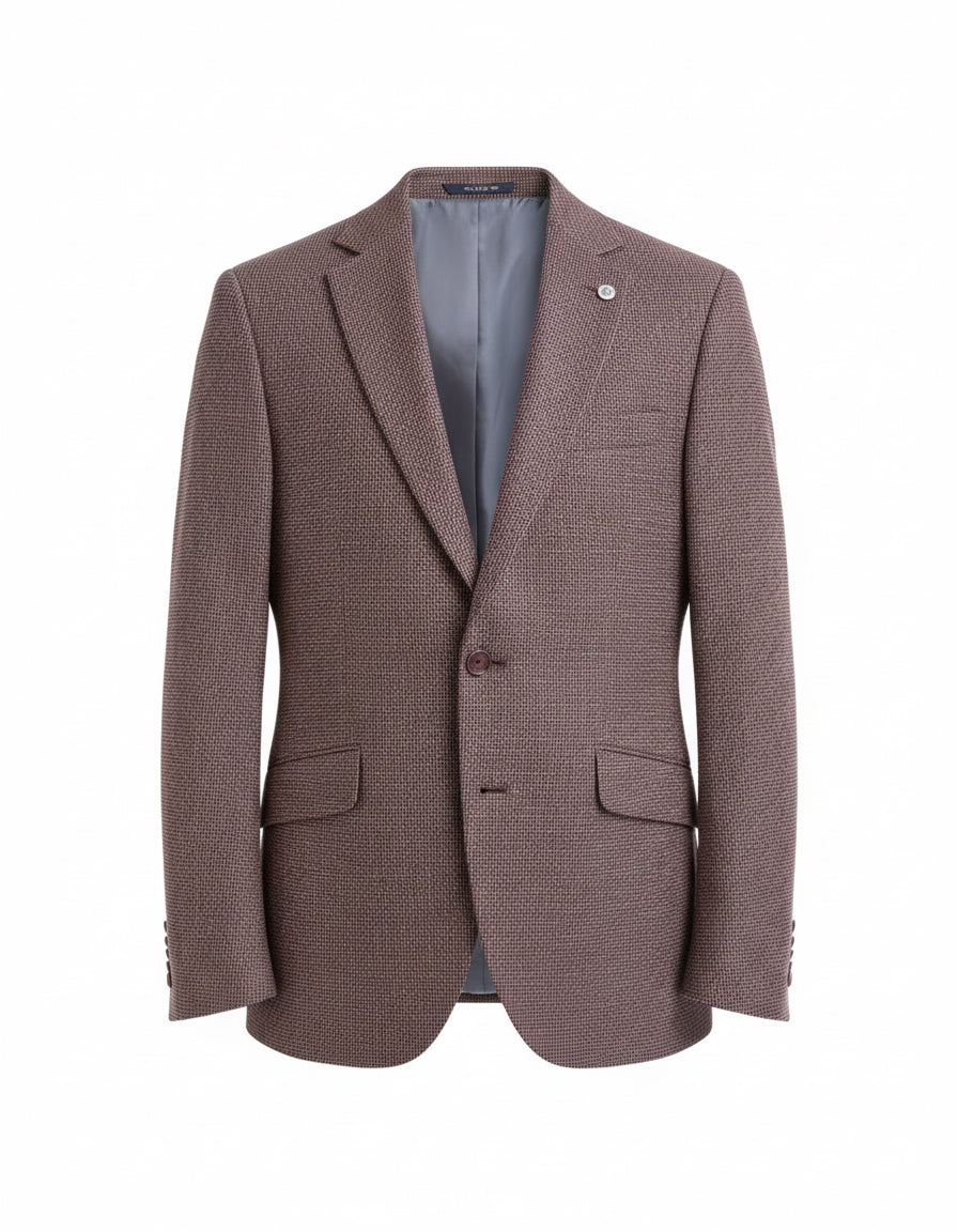 Bordeaux Brown Textured Tailored Blazer