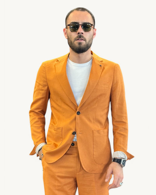 Mustard Linen Suit – 100% Pure Linen