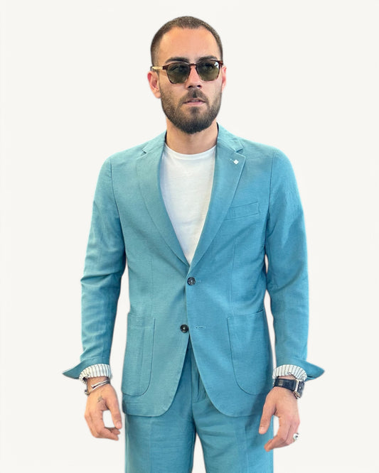 Light Blue Linen Suit – 100% Pure Linen