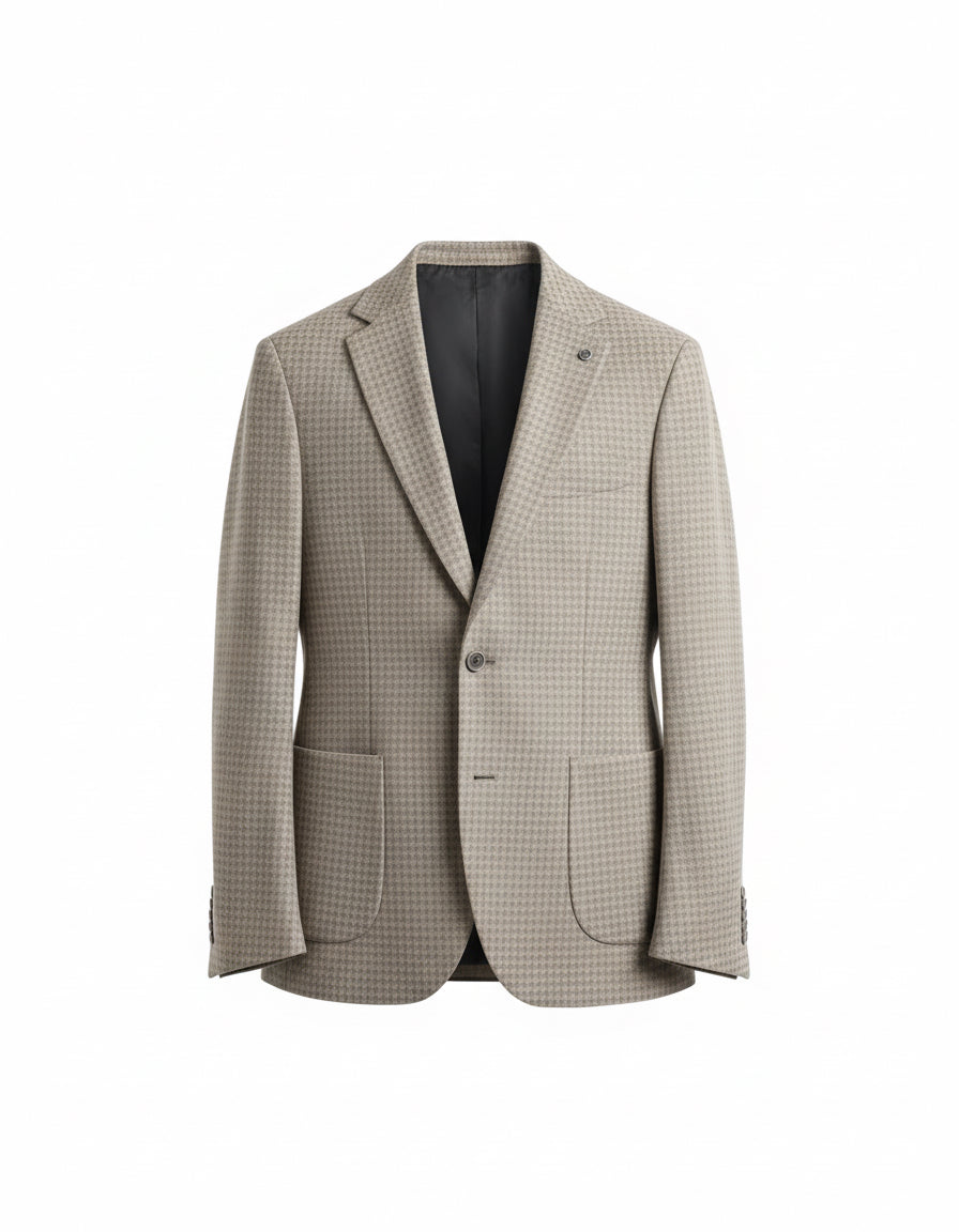 Beige Micro-Pattern Tailored Blazer