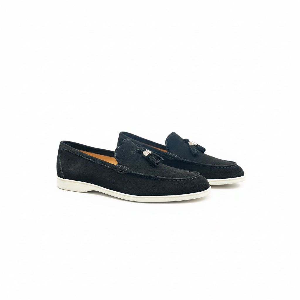 Black Suede Tassel Loafers – Riviera Collection