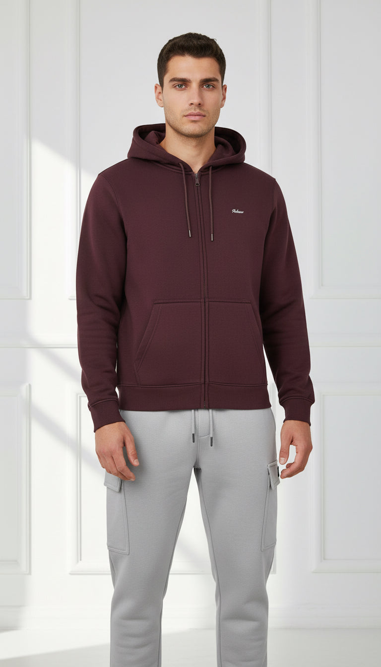 Bordeaux Zip Hoodie – Urban Comfort