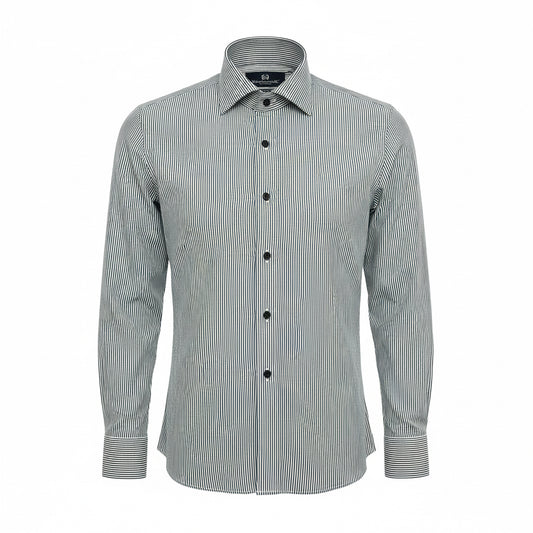 White-Black Striped Tailored Fit Shirt – Napoleone Collection