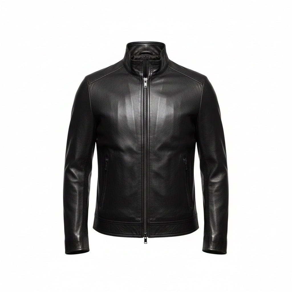 Guy Laroche Black Leather Jacket – Classic Elegance