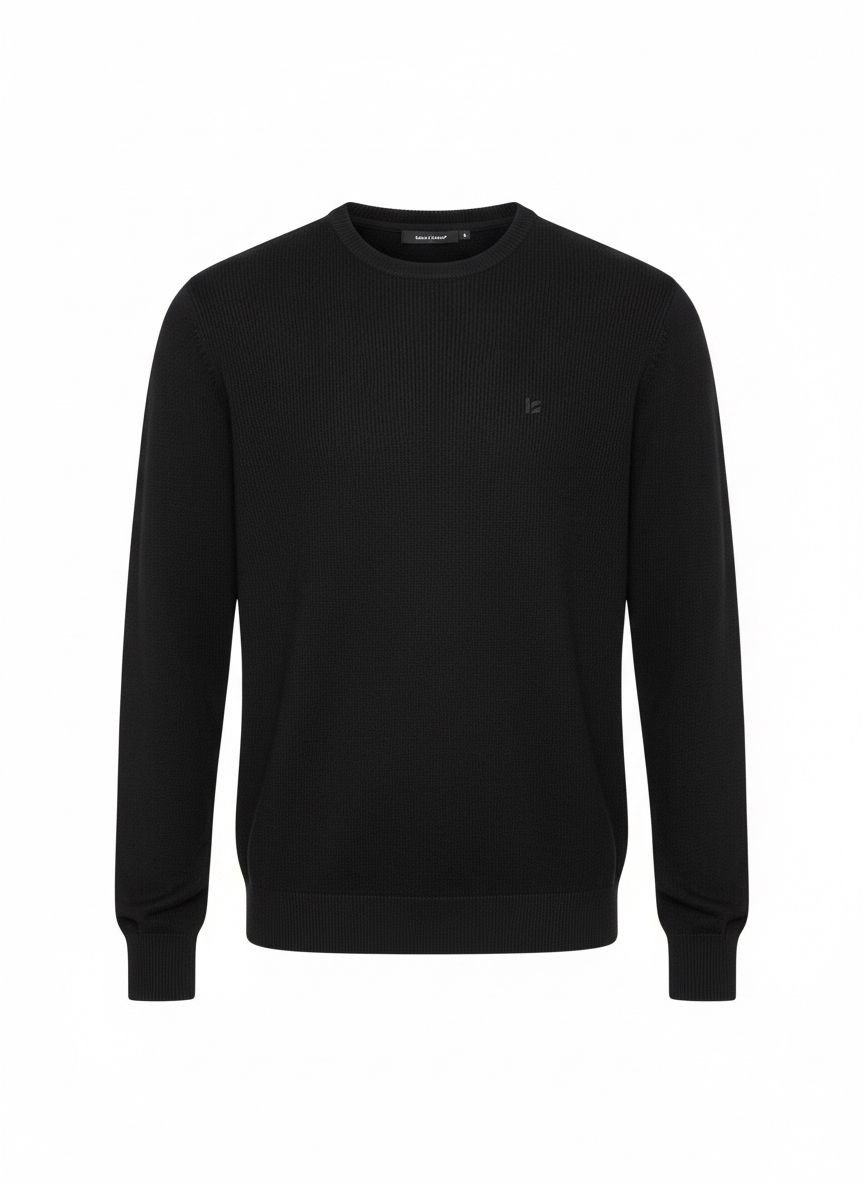 Black Fine Knit Crewneck Sweater