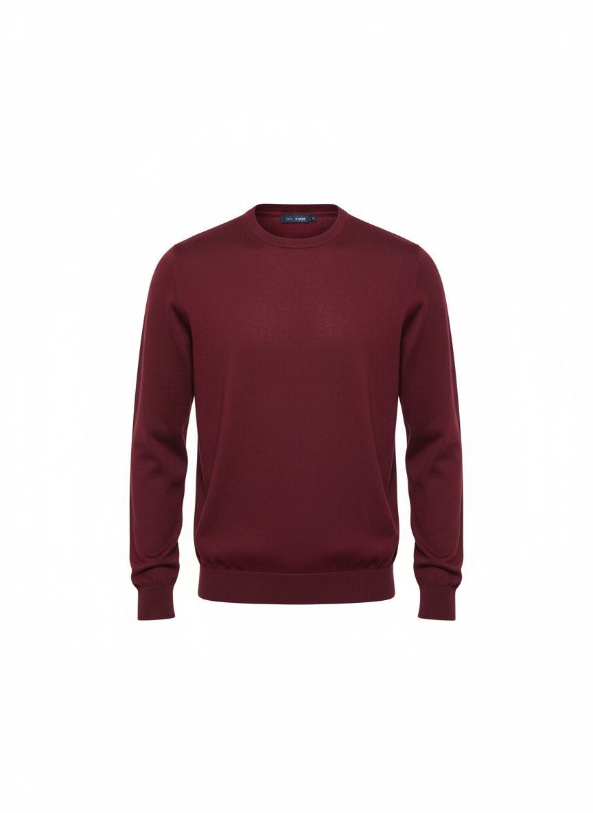 Burgundy Crew-Neck Knit Sweater