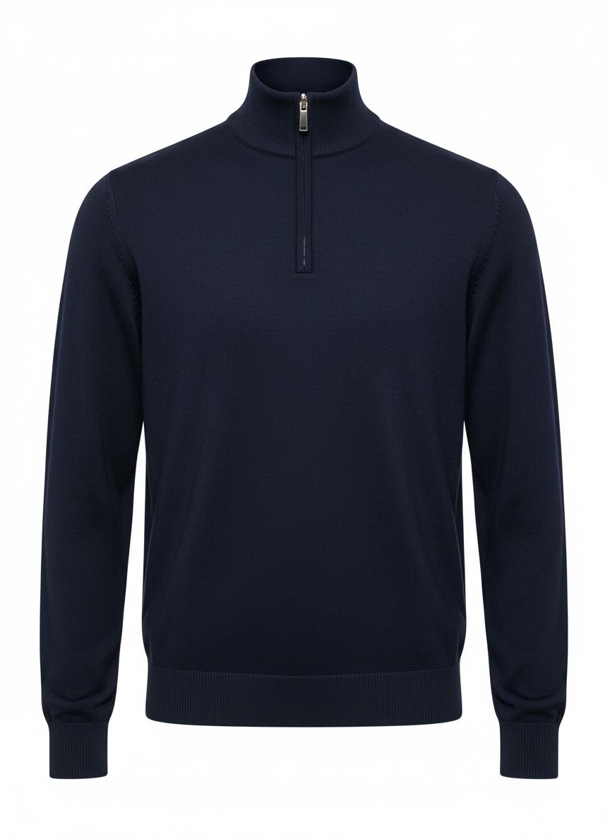 Navy Half-Zip Knit Sweater