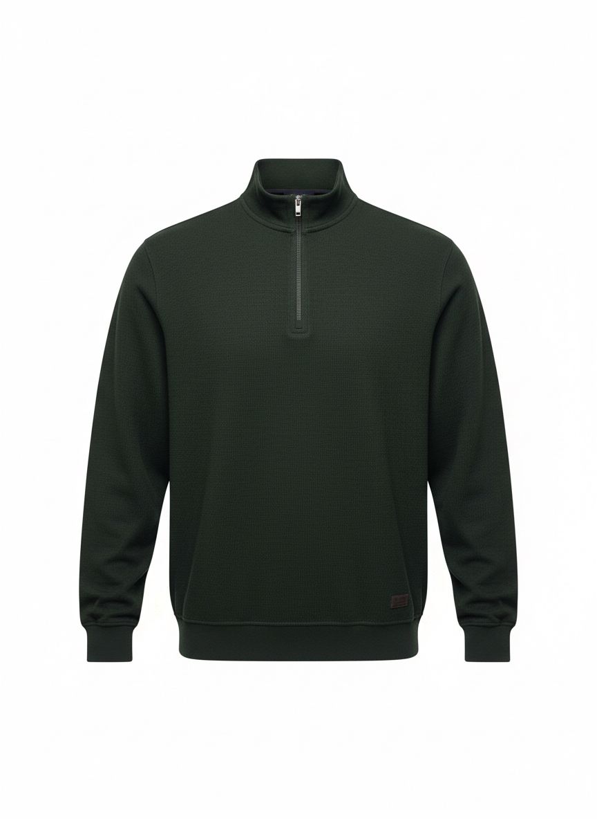 Dark Green Half-Zip Knit Sweater