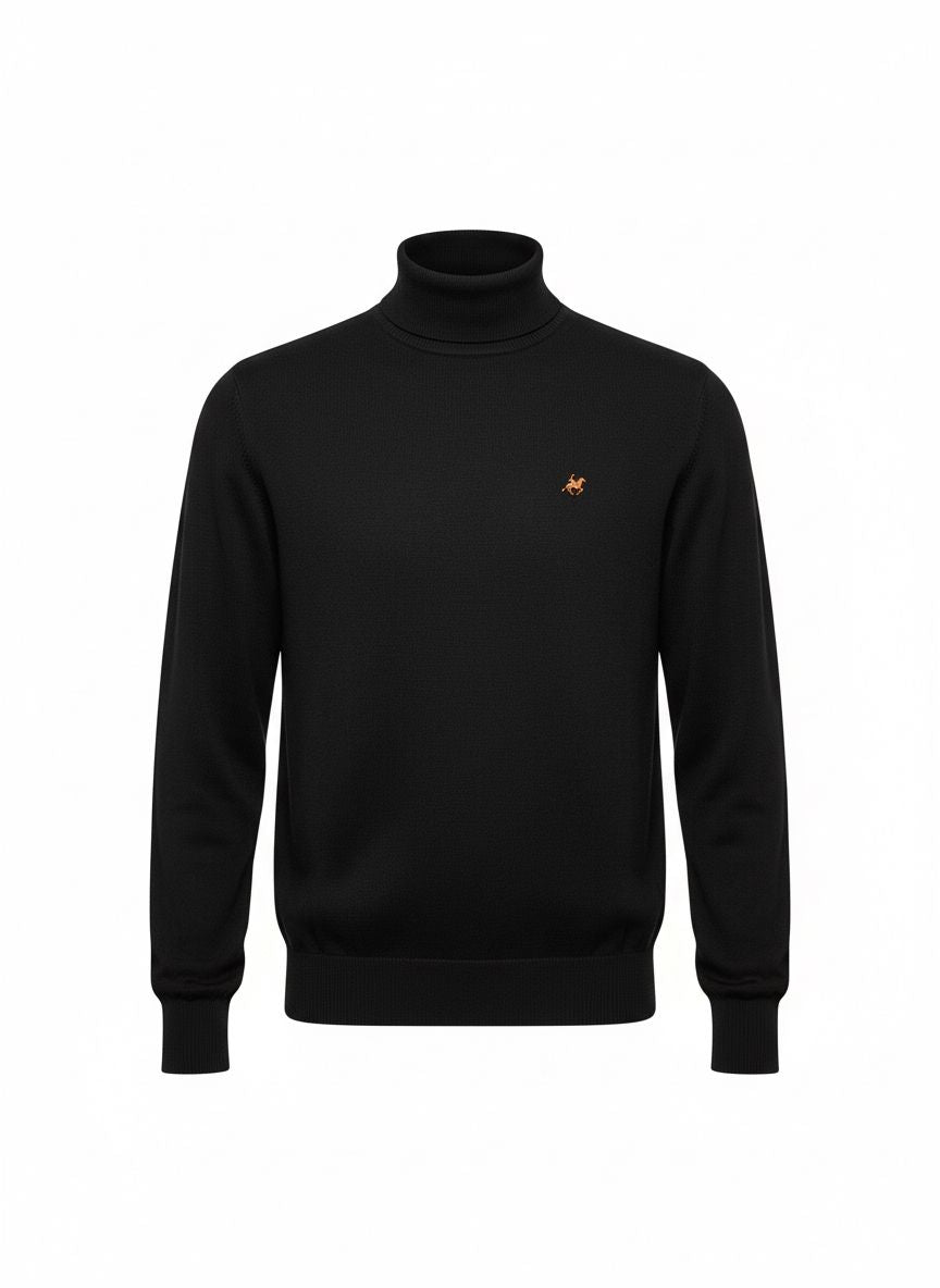 Black Turtleneck Knit Sweater