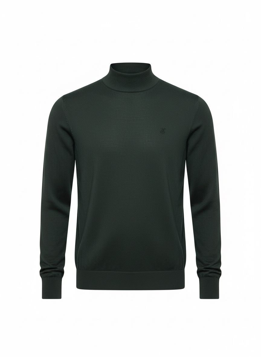 Forest Green Turtleneck Knit Sweater
