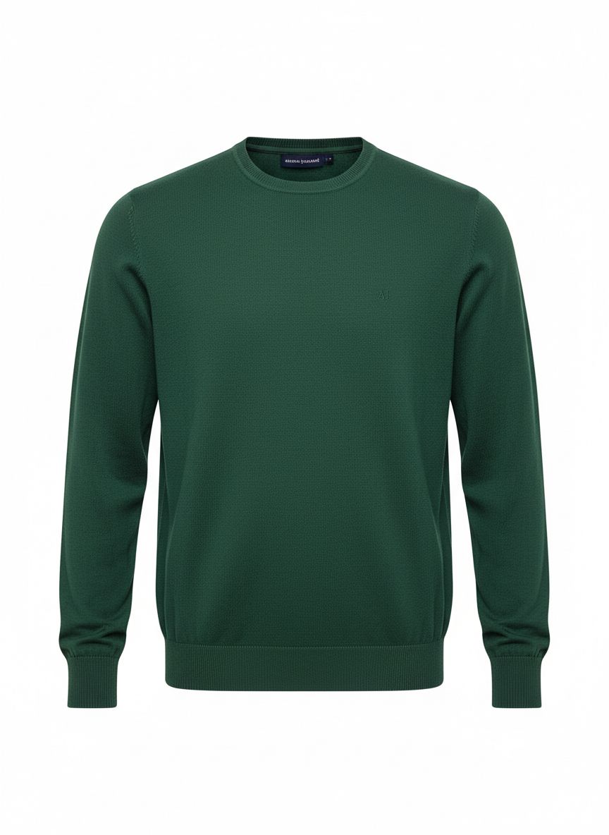 Green Crewneck Knit Sweater