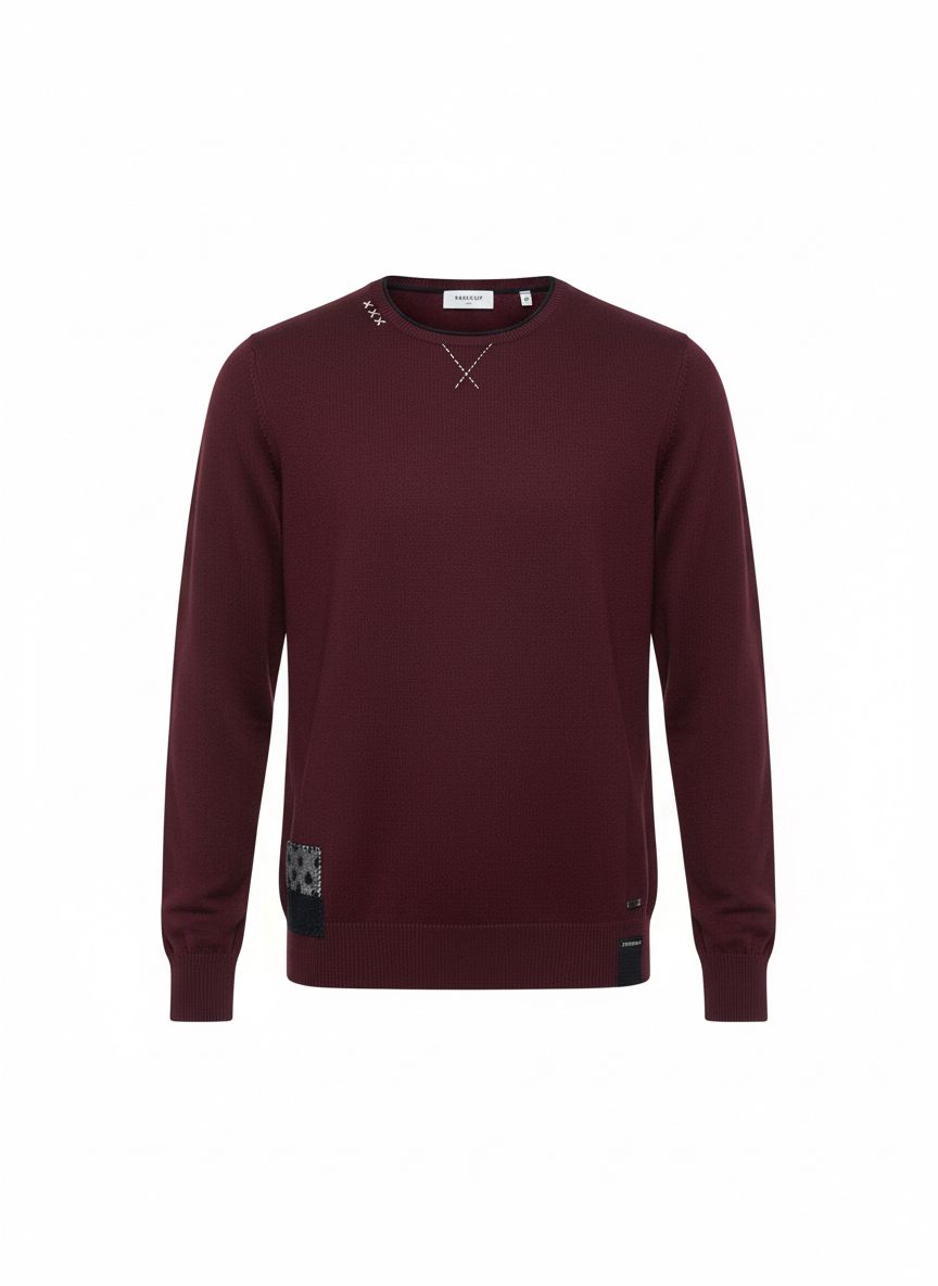 Burgundy Crewneck Knit Sweater