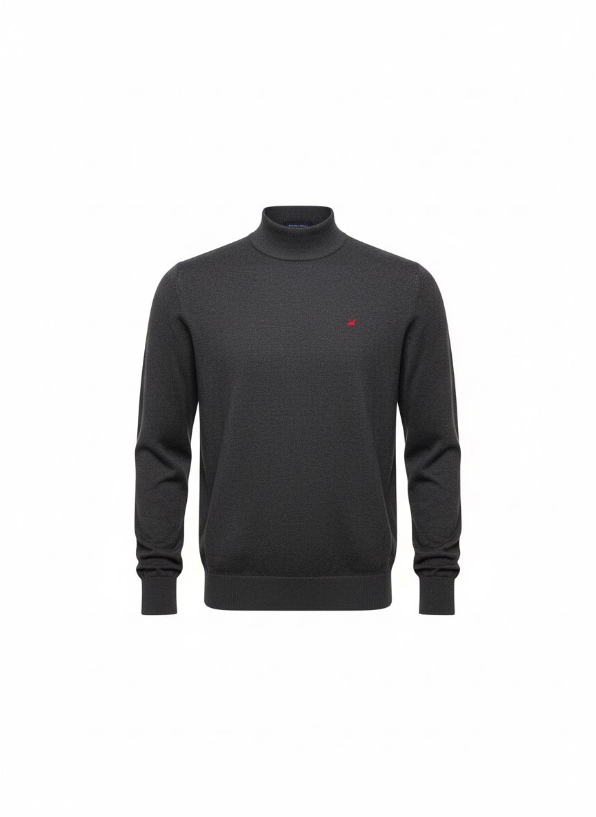 Charcoal Roll-Neck Knit Sweater
