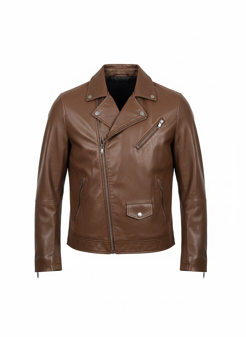 Brown Biker Leather Jacket