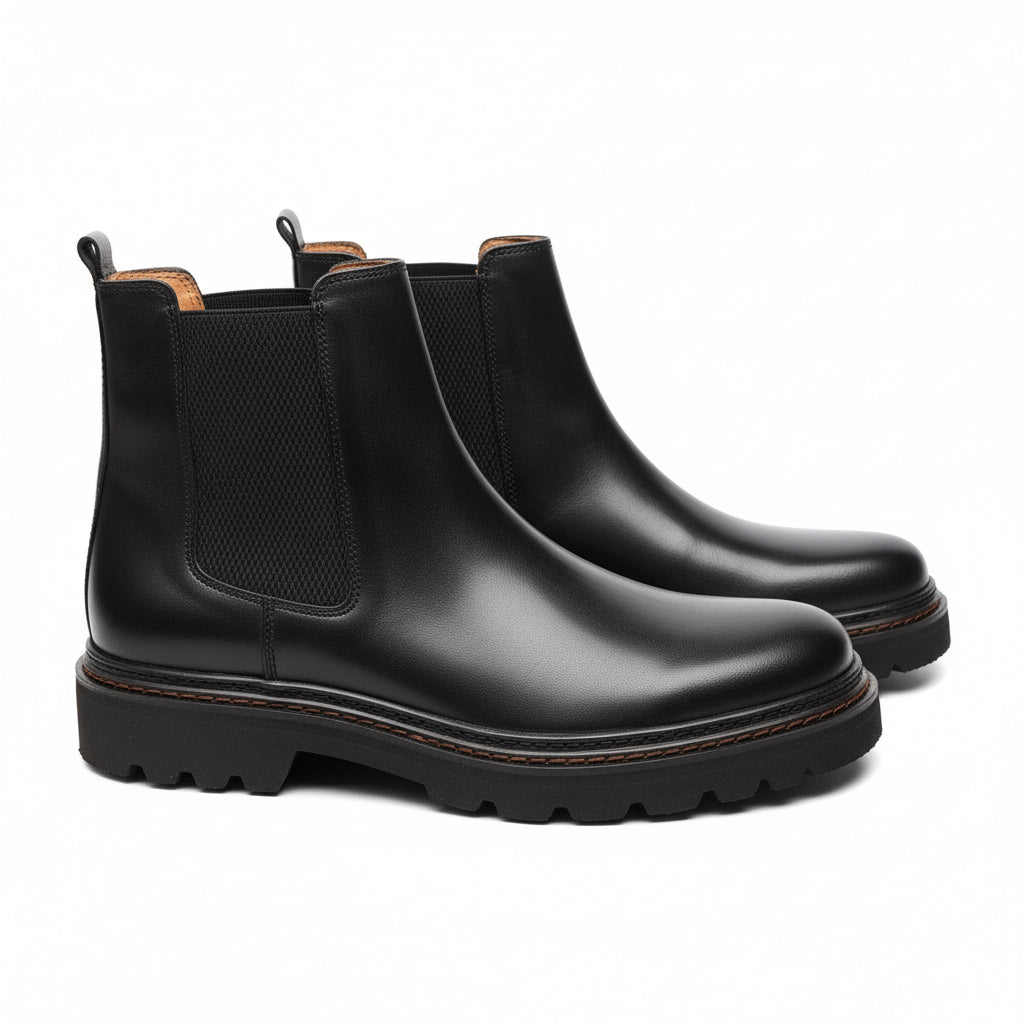Black Leather Chelsea Boots
