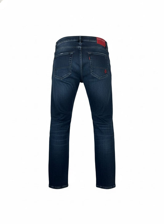 Men’s Distressed Slim Fit Jeans — Mid Blue