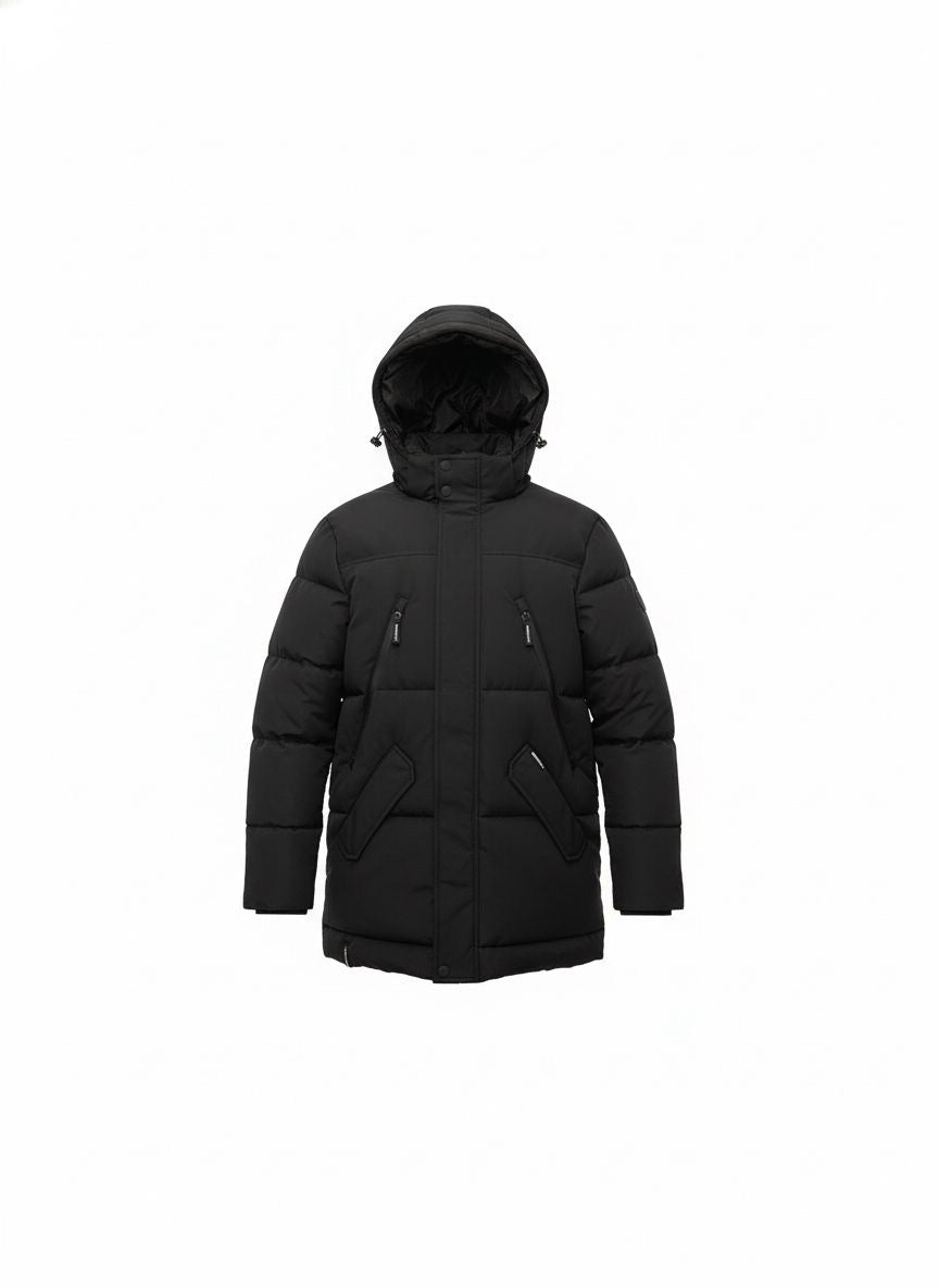 Men’s Long Puffer Parka — Black