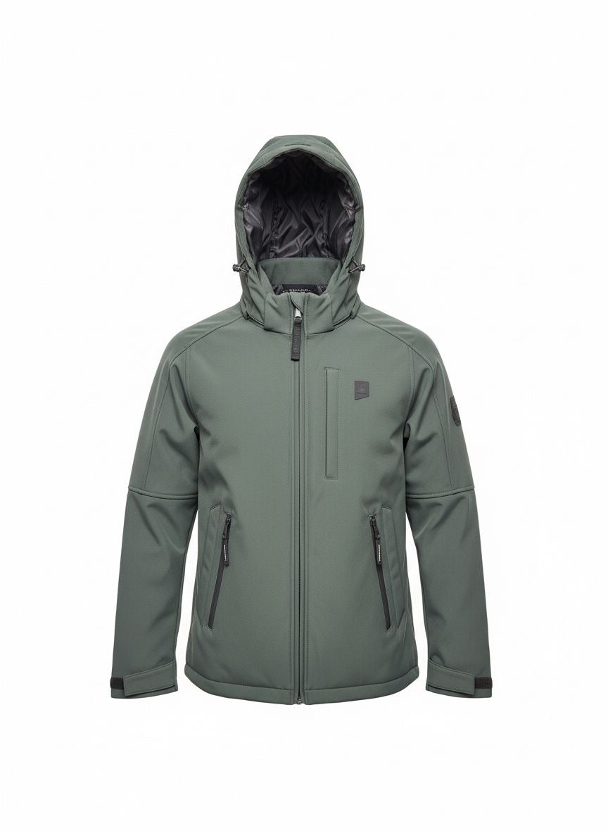 Men’s Softshell Hooded Jacket — Military Green