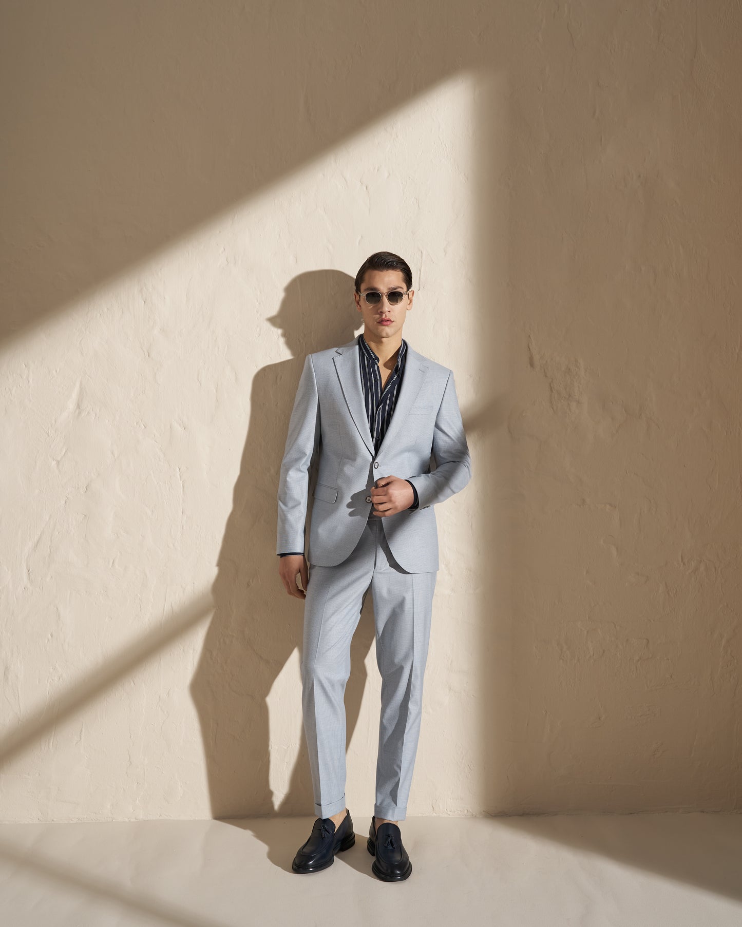 Men’s Lightweight Single-Breasted Blazer – Light Blue