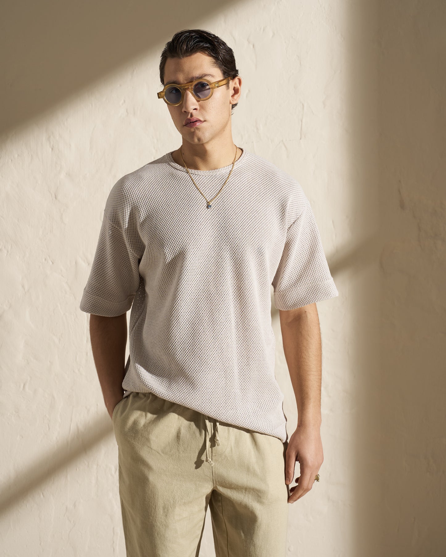 TEXTURED KNIT SHORT SLEEVE TOP