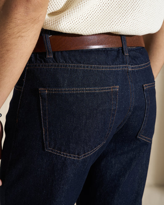 Straight-Leg Raw Denim Jeans