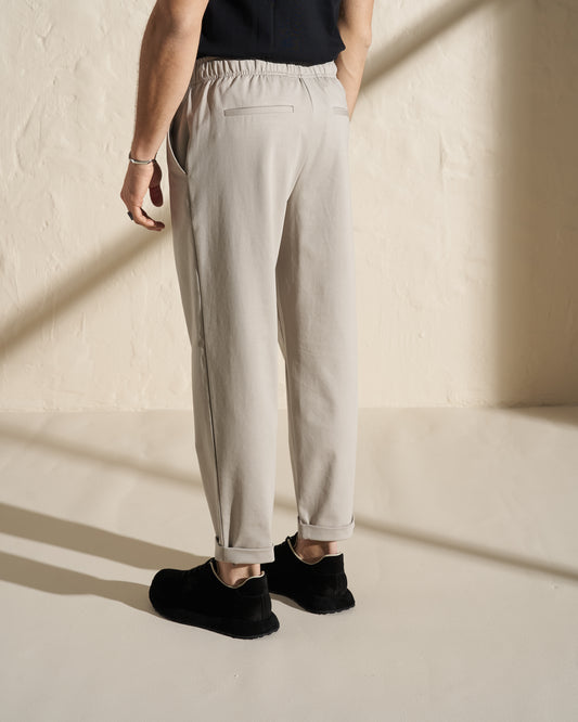 Tapered Drawstring Trousers – Silver Green
