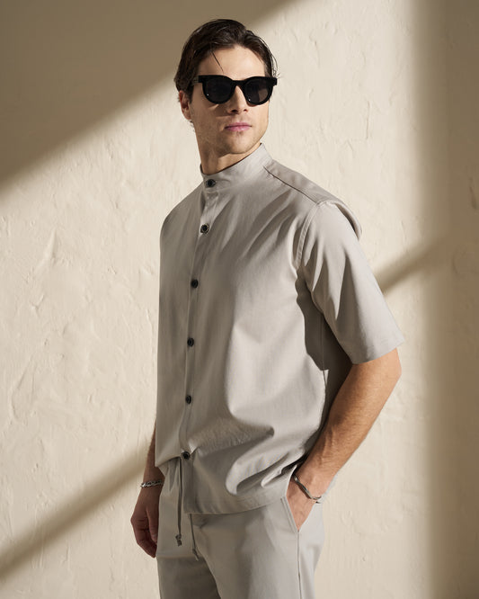 SHORT SLEEVE MAO SHIRT – SILVER GREEN