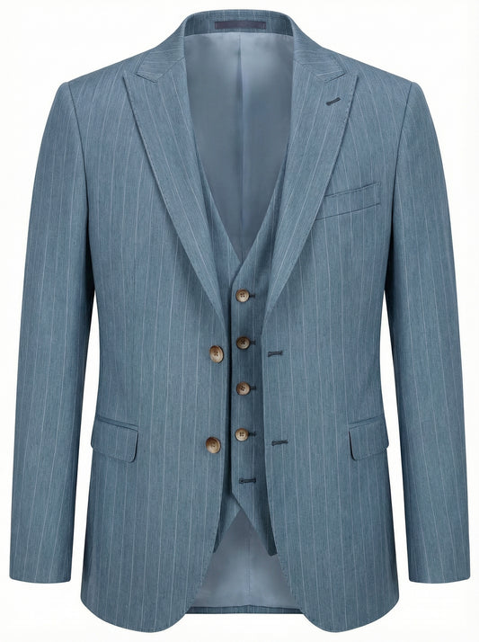 Men’s Blue Pinstripe Three-Piece Suit
