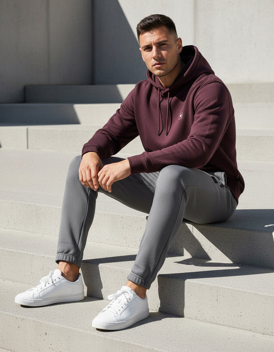 Bordeaux Hoodie with Minimal Logo