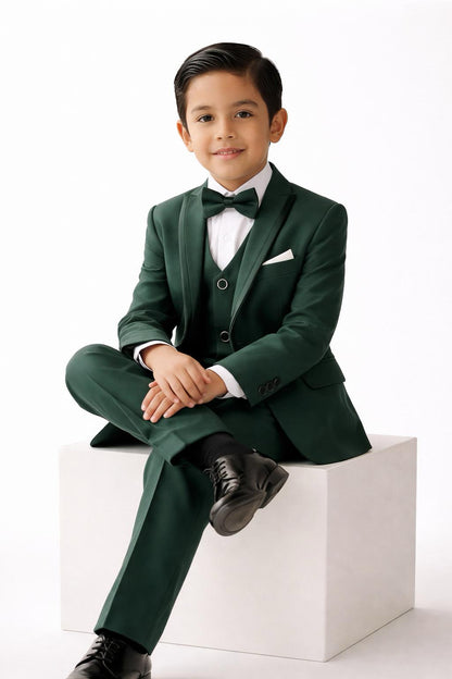 Boys’ 5-Piece Formal Suit – Dark Green (Ages 1–10)