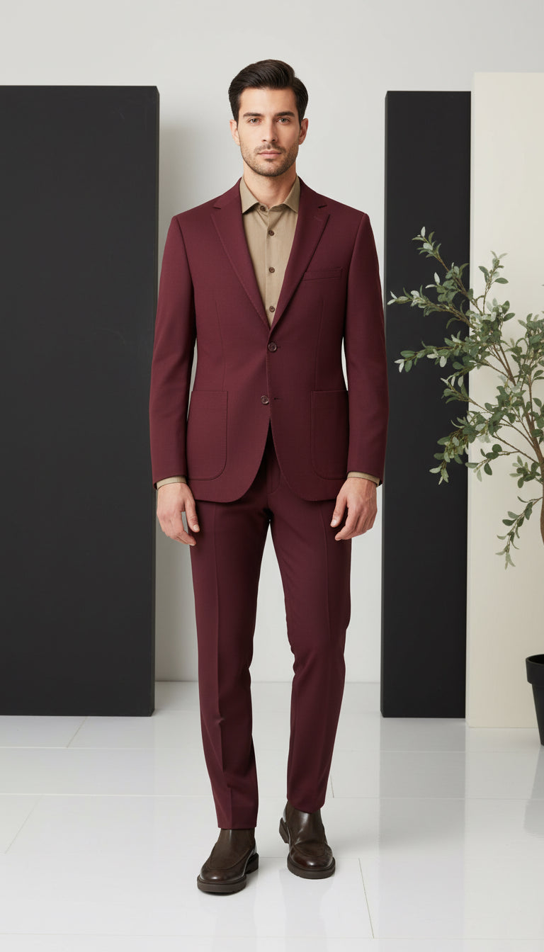 Burgundy Tailored Suit – Modern Elegance Redefined
