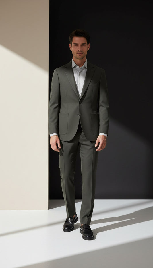 Khaki Tailored Suit – Timeless Sophistication with Modern Comfort