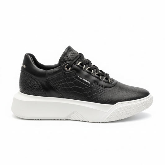 Makris Black Textured Leather Sneakers – Bold Modern Luxury