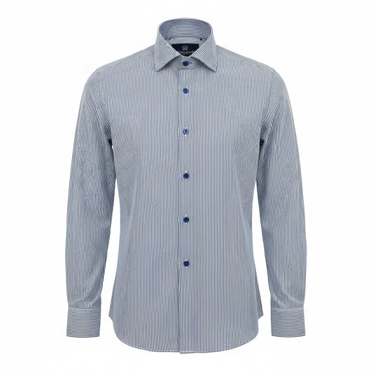 Blue Striped Tailored Fit Shirt – Modern Detail Edition