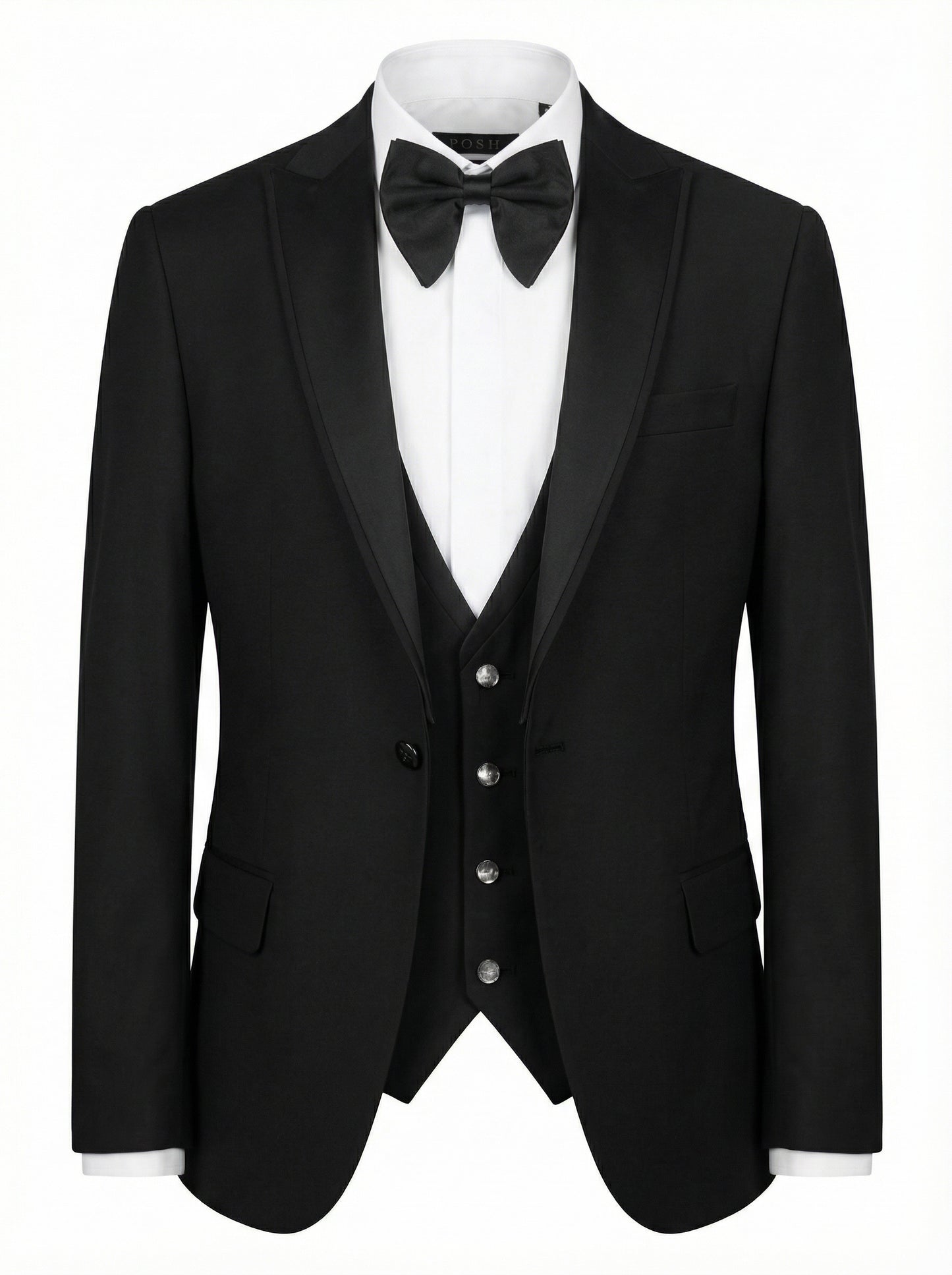 Black Tuxedo with Satin Shawl Lapel (Three-Piece)
