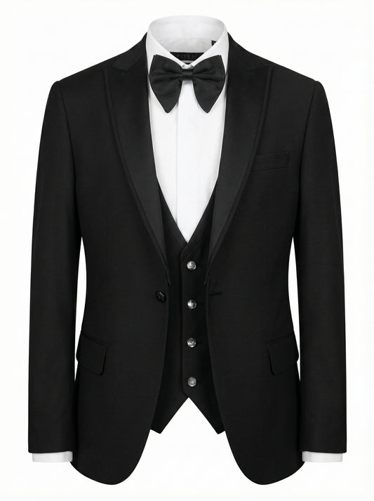 Black Tuxedo with Satin Shawl Lapel (Three-Piece)