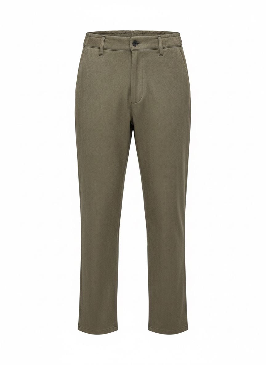 Khaki Velvet Mandarin Collar Set – Winter Edition